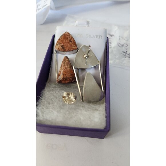 Earrings Moonkaite Jasper Post Silver Drop 10 gr Jerry & Fran Harr Handmade - Picture 6 of 13